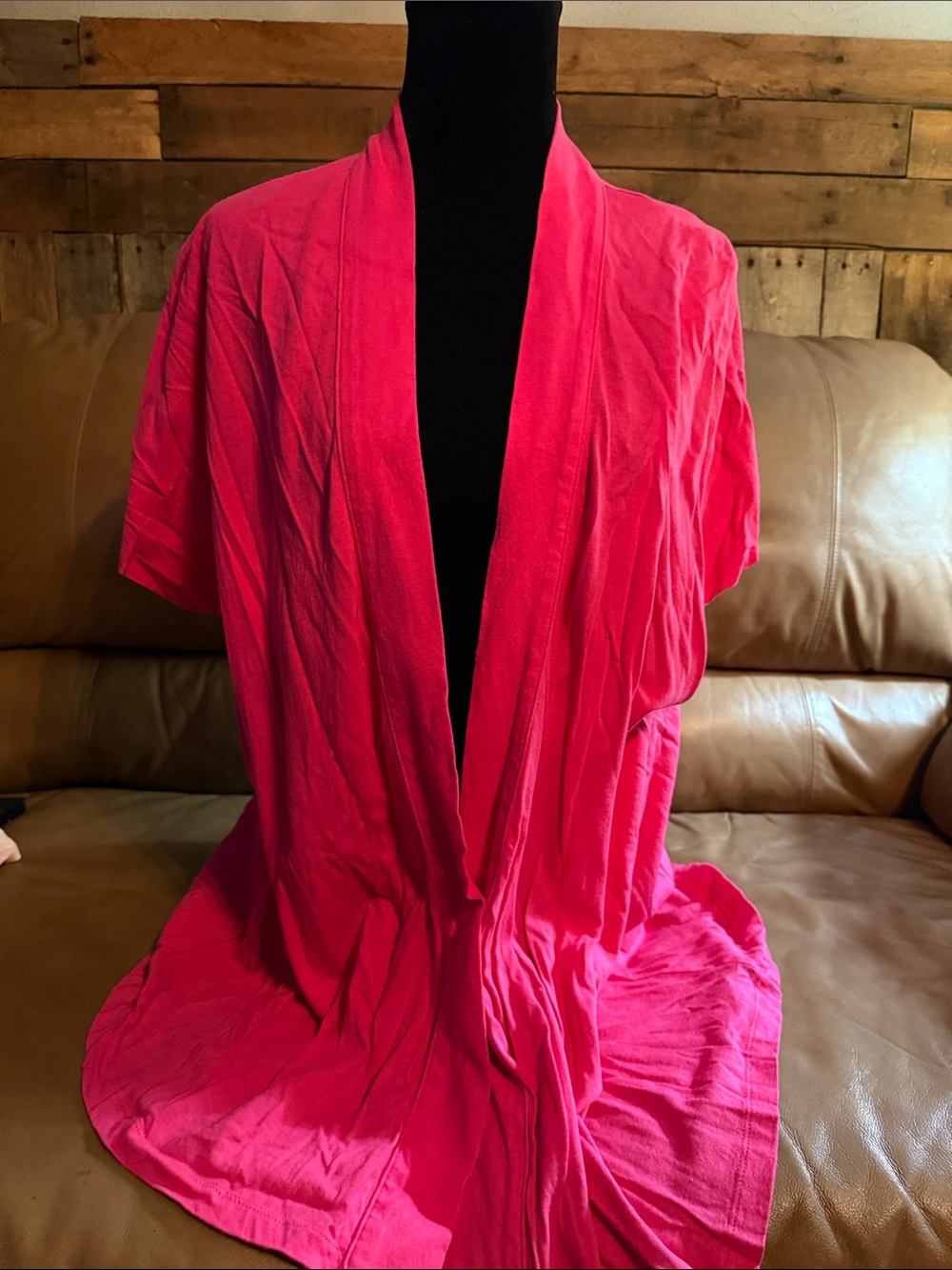 Lane Bryant Bright Pink Open-Front Short Sleeve Cardigan
